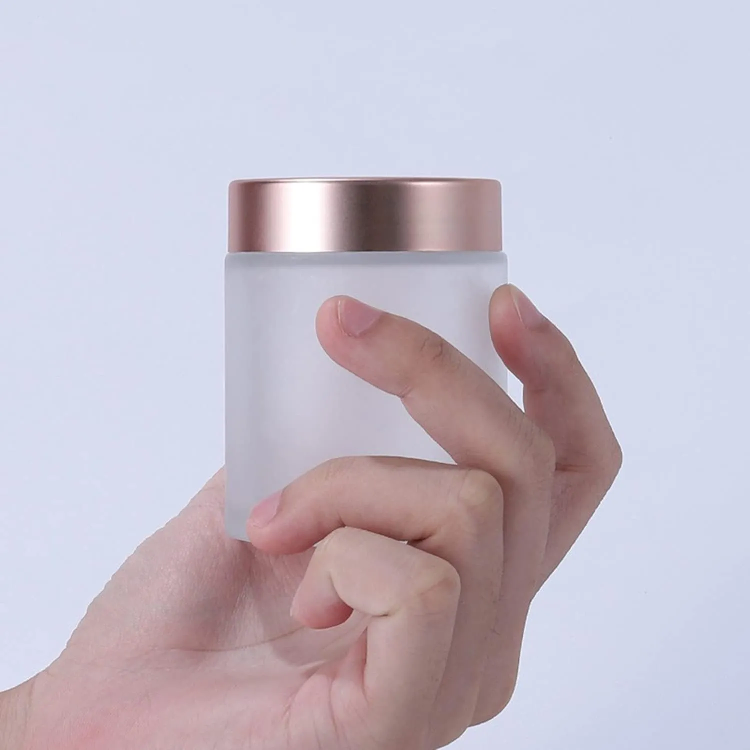 10 Pcs 15 Gram/15ml Empty Jars Clear Frosted Glass Cream Jar Pot Bottles with Rose Gold Lids Cosmetic Container Refillable Glass Eye Cream Jar Pot for Face Lotion Eyeshadow Lip Balms