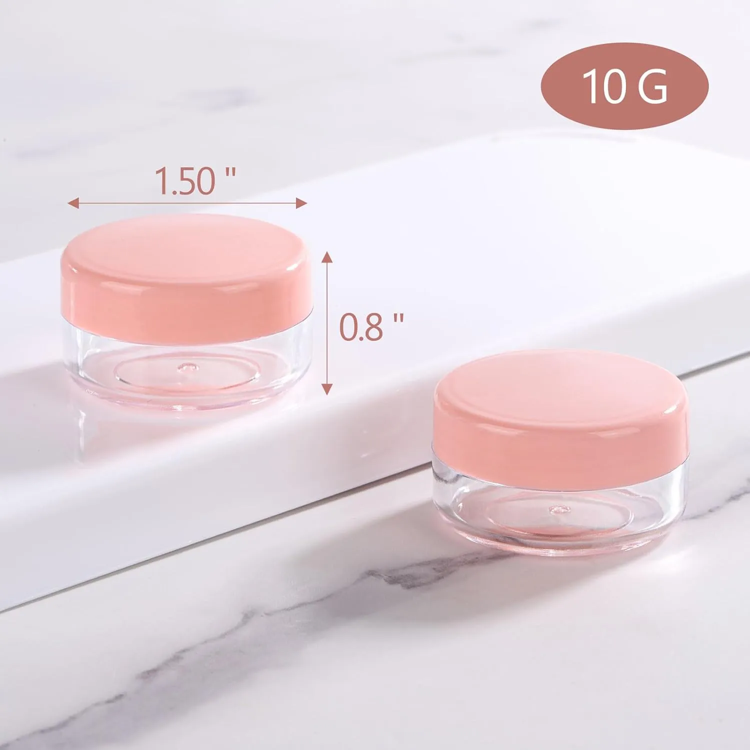 100 Count 10g Small Sample Containers with Lids and 10 Pcs Mask Spatula, Refillable Cosmetic Jars Plastic Makeup Containers Lip Scrub Containers for Beauty Products - Pink