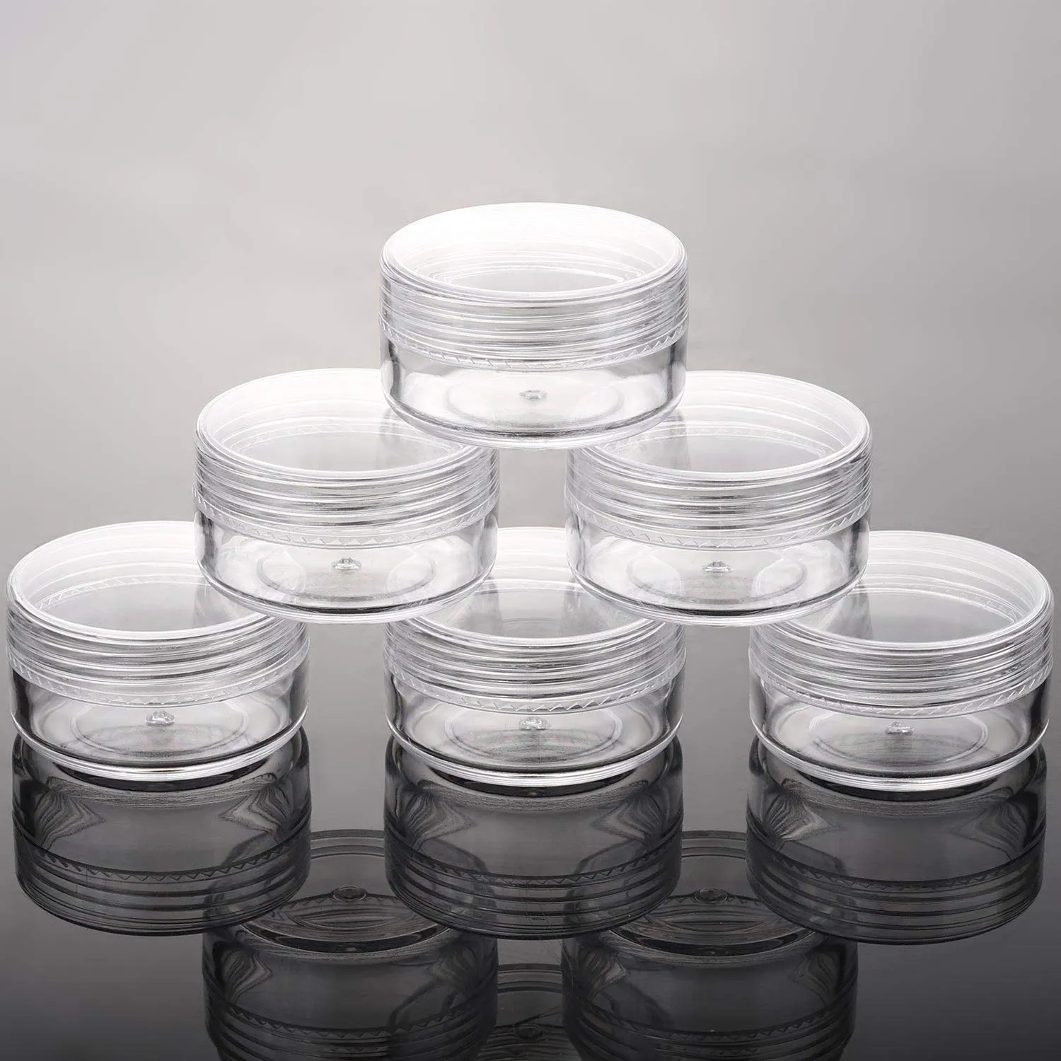 100 Pcs 10g Plastic Cosmetic Containers with Lids and 10 Pcs Makeup Spatula Empty Lip Scrub Containers Refillable Makeup Jars - Clear