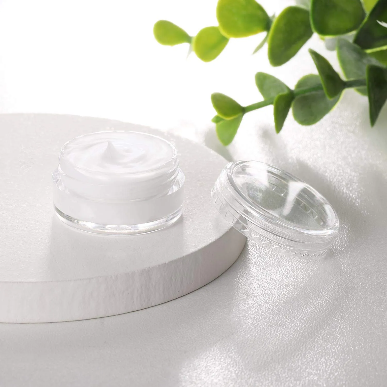 100 Pcs 10g Plastic Cosmetic Containers with Lids and 10 Pcs Makeup Spatula Empty Lip Scrub Containers Refillable Makeup Jars - Clear