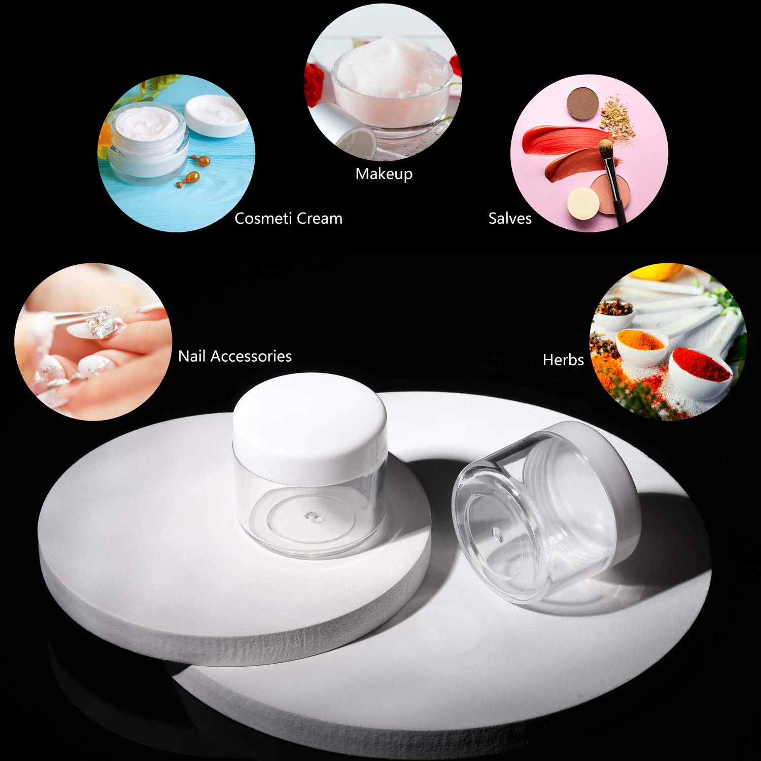 100 Pcs 20g Plastic Sample Cosmetic Containers with Lids and 10 Pcs Mini Makeup Spatula，Refillable Cosmetic Jars Lip Scrub Containers for Skincare - Multi Color