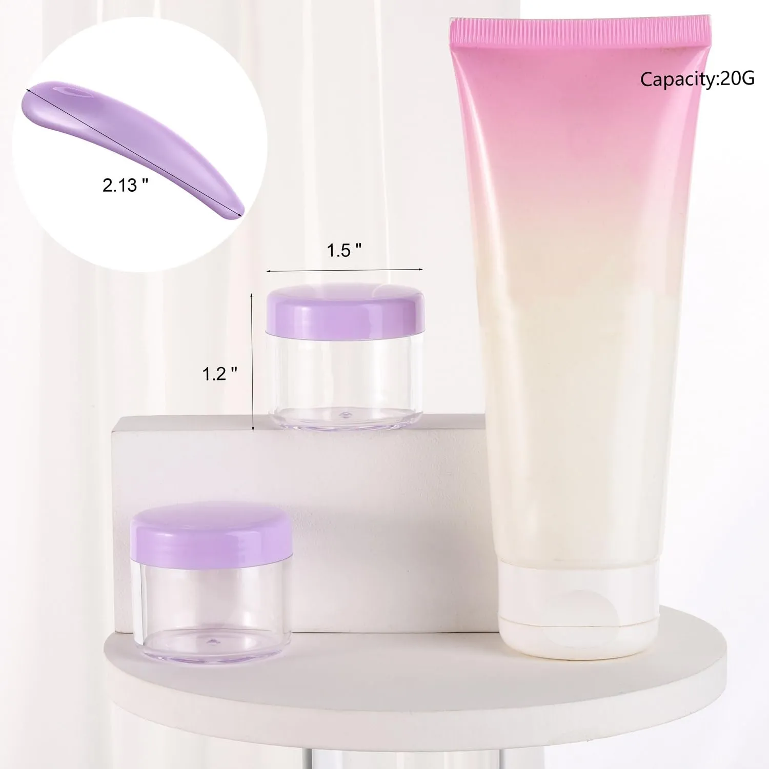 100 Pcs 20g Plastic Sample Cosmetic Containers with Lids and 10 Pcs Mini Makeup Spatula，Refillable Cosmetic Jars Lip Scrub Containers for Skincare - Multi Color