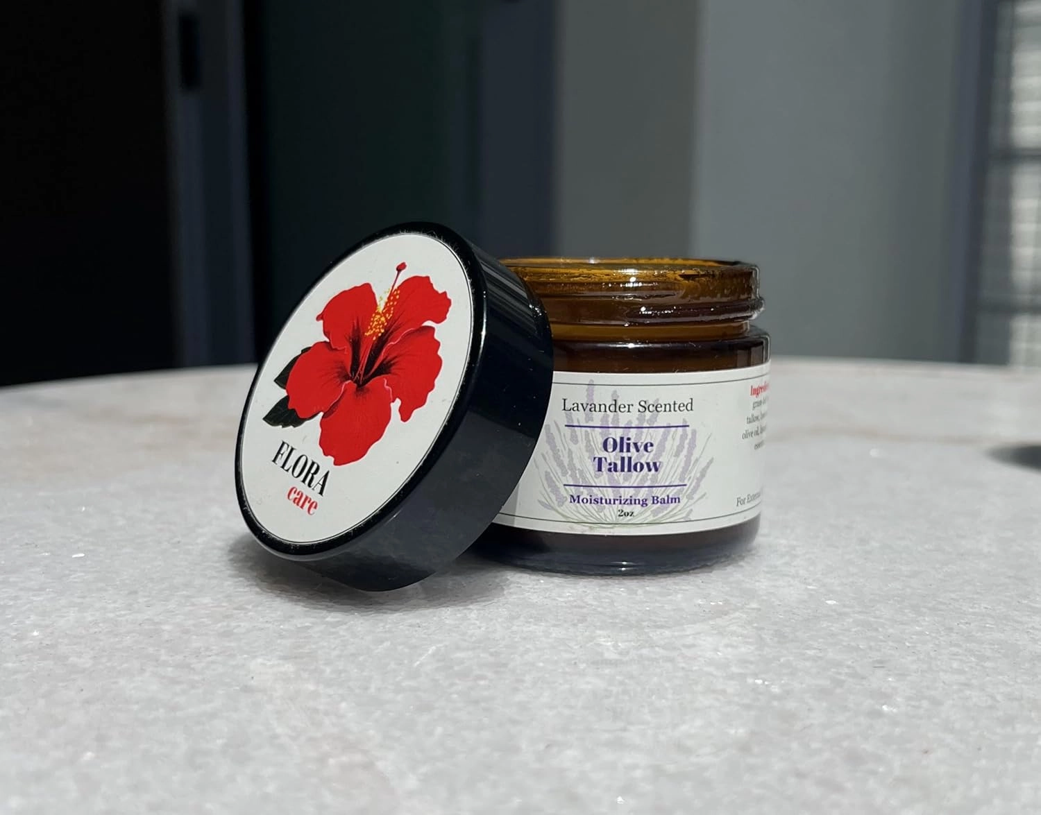 100% Grass-Fed Beef Tallow Face Moisturizer - Natural Organic Skin Care with Lavender Essential Oil - Nourishing 2oz Balm with Olive Oil & Beeswax for Sensitive Skin, Hands & Lips