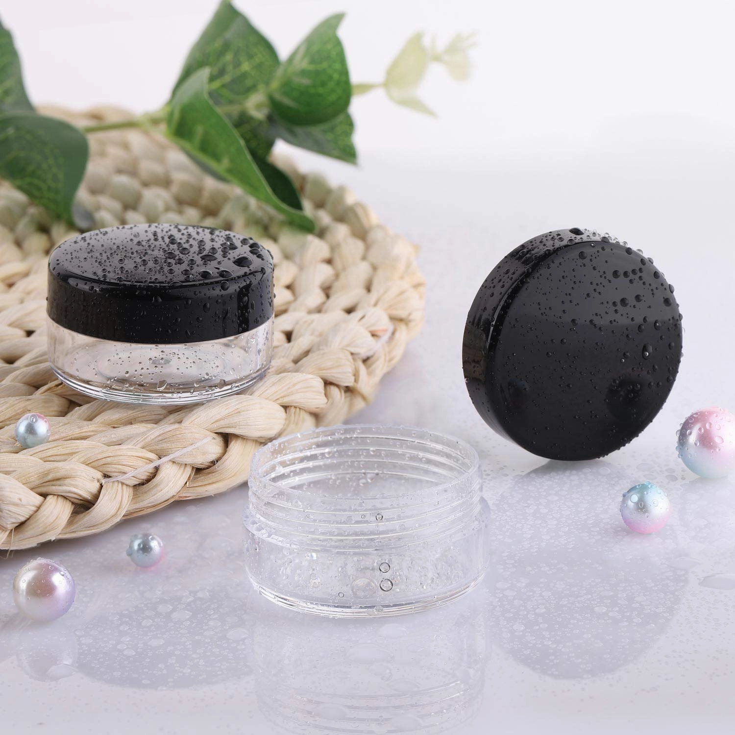 100 Pcs 10g Small Sample Containers with Lids and 10 Pcs Cosmetic Spatula, Empty Lip Balm Containers Refillable Plastic Jars for Skincare Products