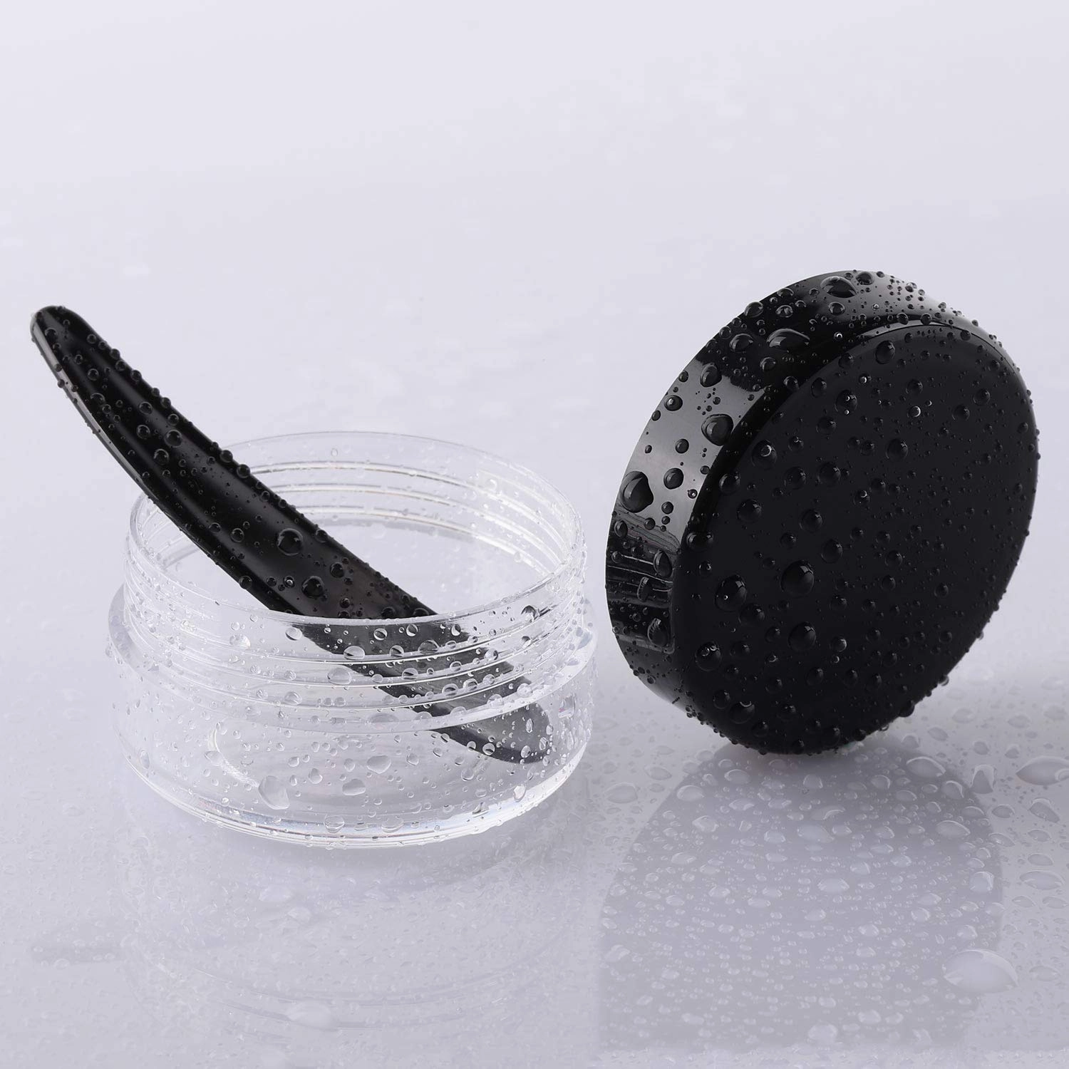 100 Pcs 10g Small Sample Containers with Lids and 10 Pcs Cosmetic Spatula, Empty Lip Balm Containers Refillable Plastic Jars for Skincare Products