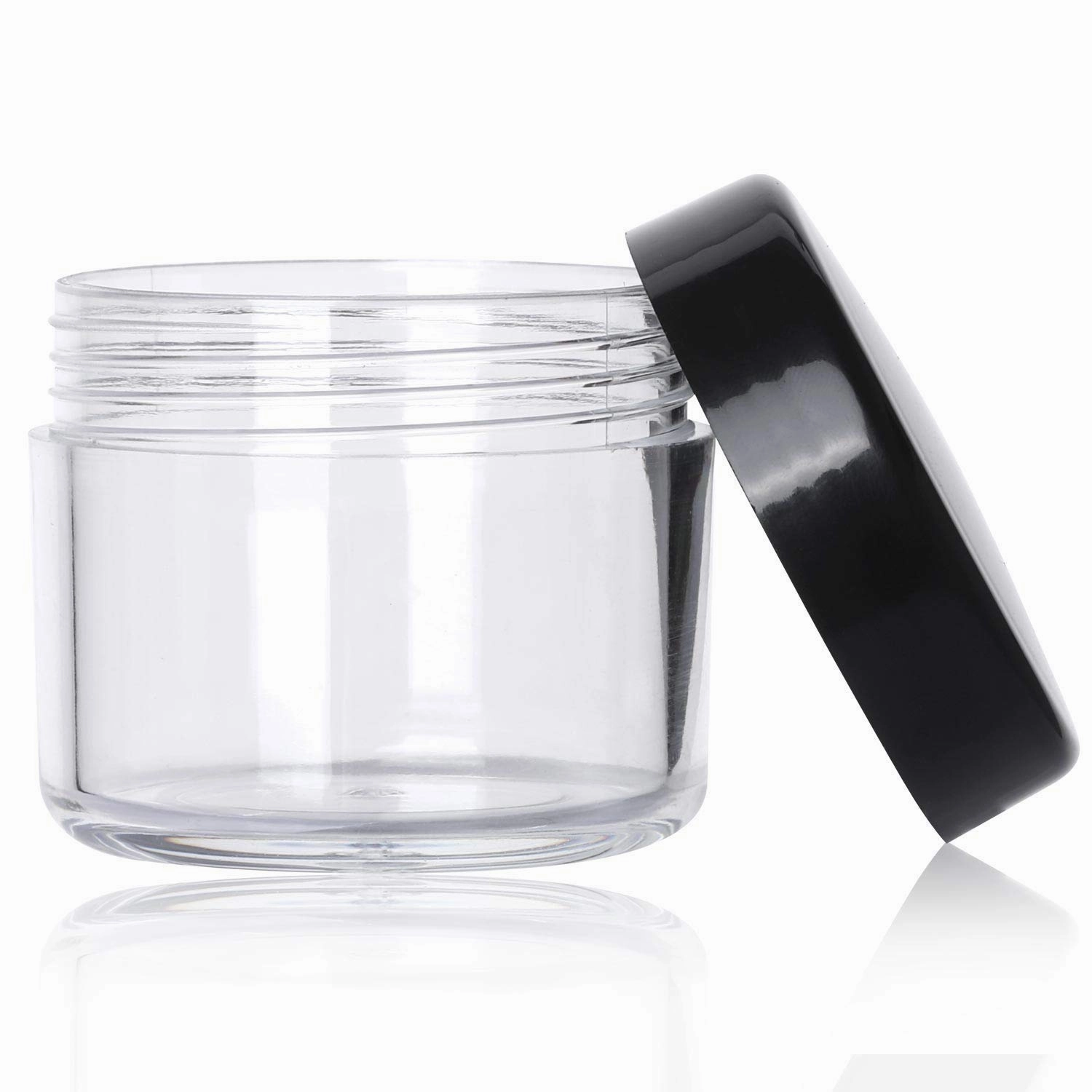 100 Pcs 20g Plastic Sample Cosmetic Containers with Lids and 10 Pcs Mini Makeup Spatula，Refillable Cosmetic Jars Lip Scrub Containers for Skincare - Black