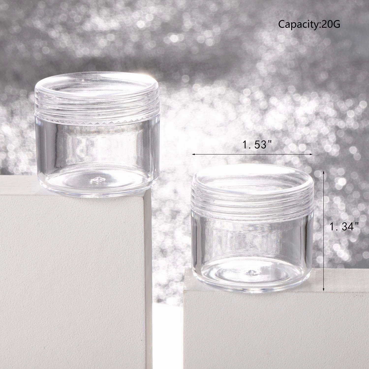 100 Pcs 20g Plastic Sample Cosmetic Containers with Lids and 10 Pcs Mini Makeup Spatula，Refillable Cosmetic Jars Lip Scrub Containers for Skincare - Clear
