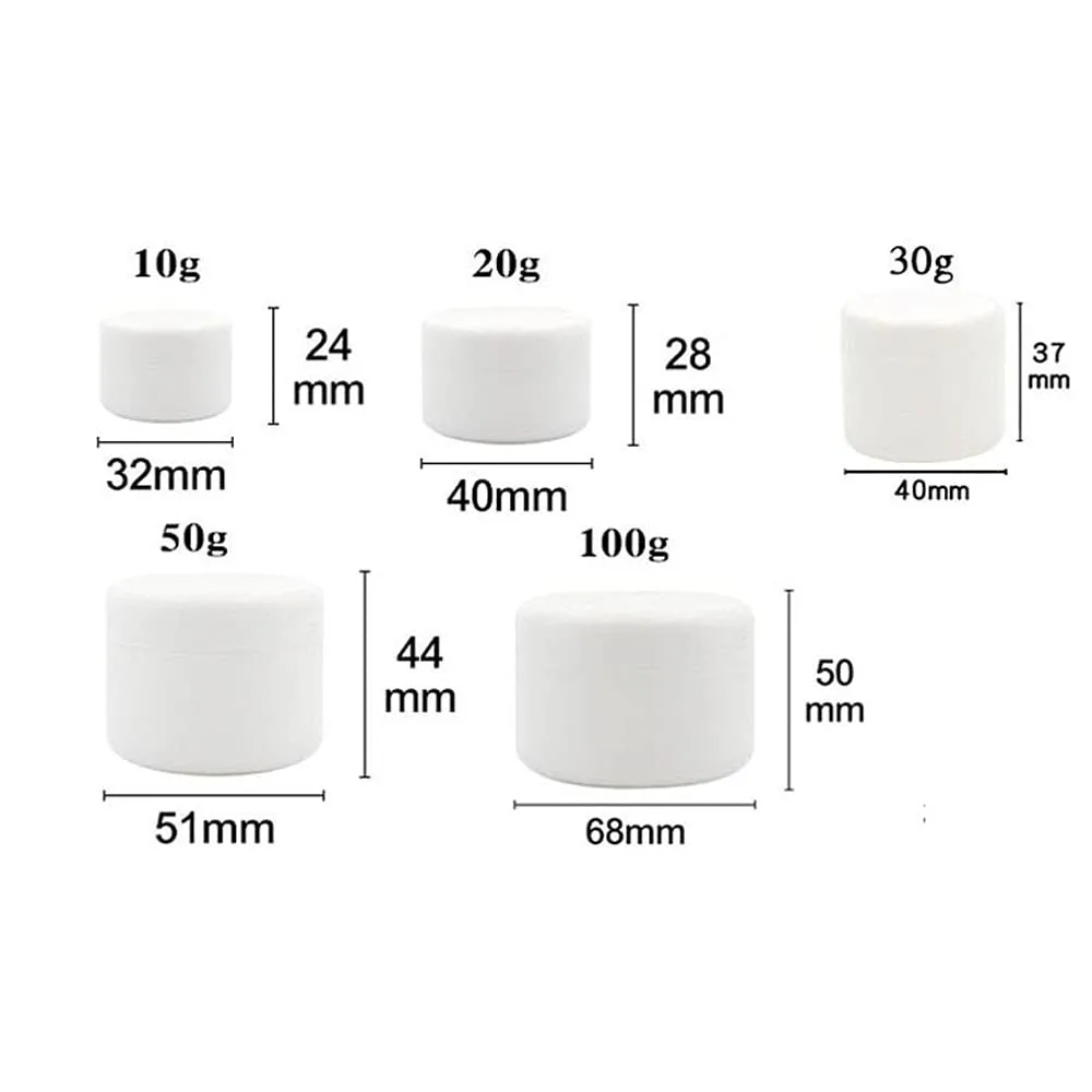 100Pcs 10g/20g/30g/50g/100g Plastic Empty Travel Cosmetic Jar Makeup Container Bottle Vial Face Cream Eyeshadow Lip Balm Lotion Sample Pot Nail Art Gel Mask Pack Box (50g,Green)