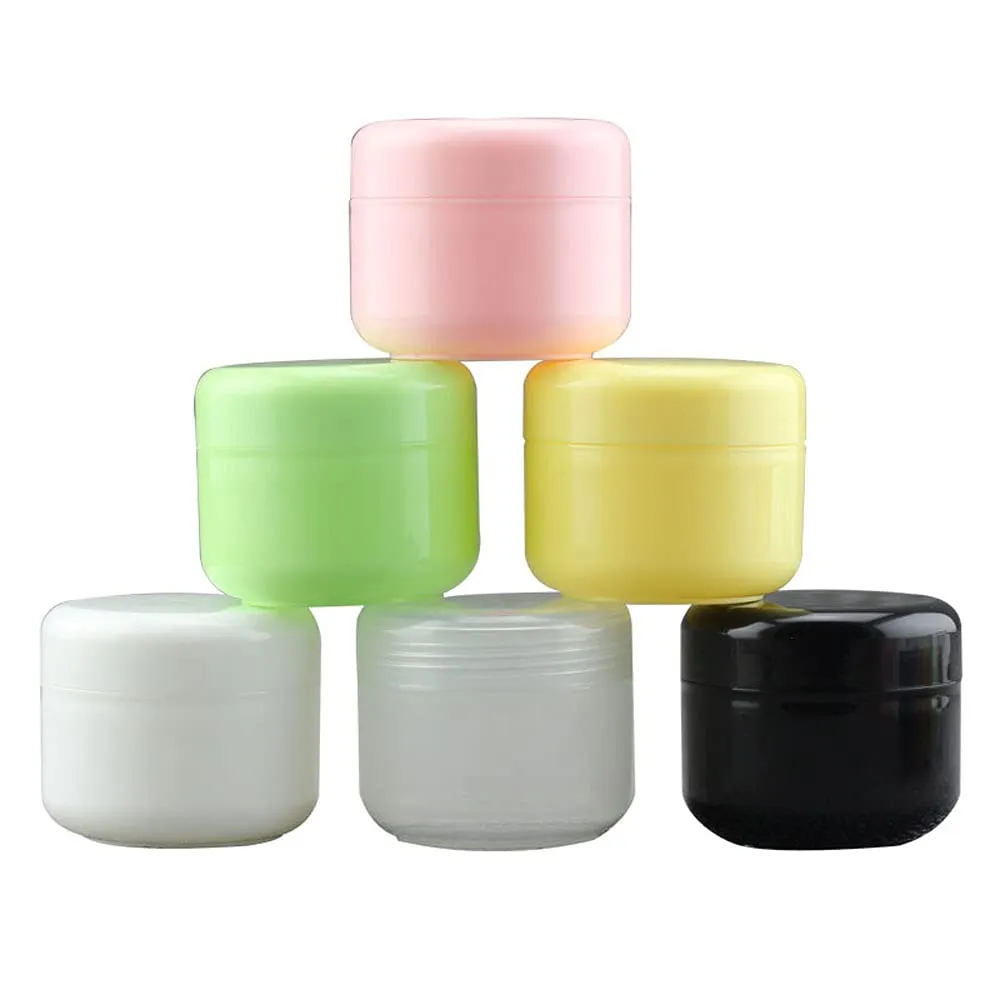 100Pcs 10g/20g/30g/50g/100g Plastic Empty Travel Cosmetic Jar Makeup Container Bottle Vial Face Cream Eyeshadow Lip Balm Lotion Sample Pot Nail Art Gel Mask Pack Box (50g,Green)