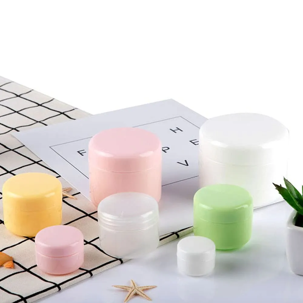 100Pcs 10g/20g/30g/50g/100g Plastic Empty Travel Cosmetic Jar Makeup Container Bottle Vial Face Cream Eyeshadow Lip Balm Lotion Sample Pot Nail Art Gel Mask Pack Box (50g,Green)