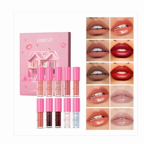 10 Colors Lipstick Set - Long Lasting Moisturizing Lipstick & Lip Gloss, Highly Pigmented, Non-Drying, Smooth Application for Daily Wear