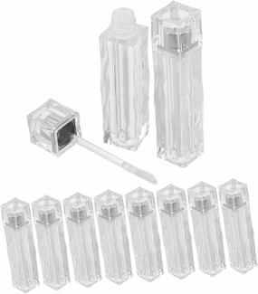 10pcs Transparent Lip Gloss Tubes with Wave Design Refillable Empty Containers for DIY Makeup Crystal Clear Lip Glaze Bottles for Travel and Daily Use