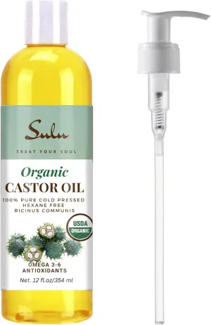 12 Ounces 100% Cold Pressed Hexane Free Castor Oil USP