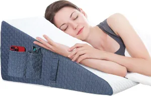 12inch Wedge Pillow for Sleep, Updated Bed Wedge, Acid Reflux, Heartburn, GERD, Neck Pain, Cooling Memory Foam Top, Removable Washable Cover Incline Wedge Pillow for Improved Sleep
