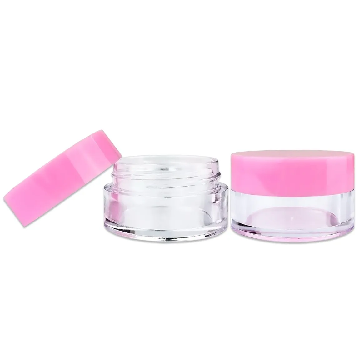 150 Jars - Beauticom 5 Grams/5 mL BPA Free Thick Clear Acrylic 100% NO LEAK Plastic Jars empty Container Pink Lid for Cosmetic, Lip Balm, Beads, Creams, Lotion, Liquids, Sample, Travel