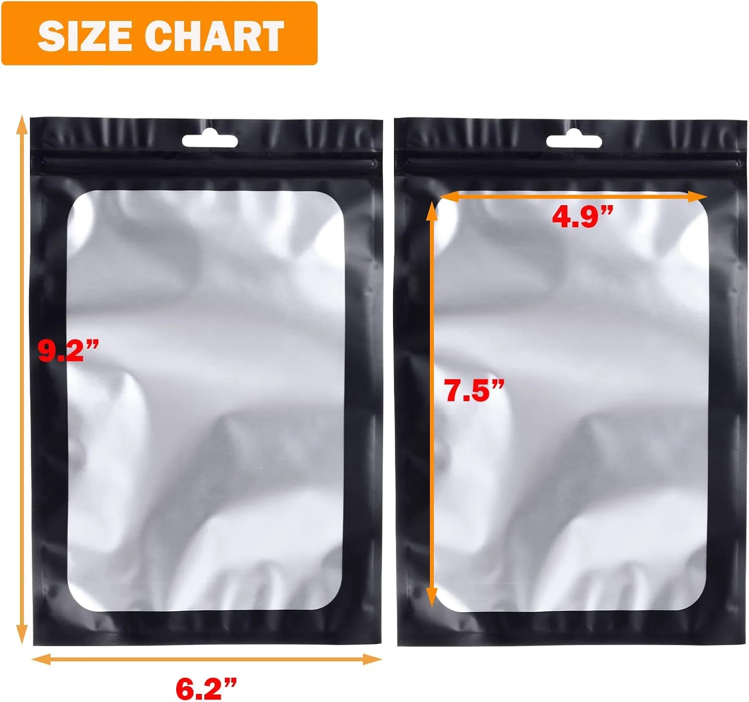 150 PCS-6x9 Reclosable Mylar Bags Black for Food Storage, Resealable Mylar Bag with Clear Window for Small Businesses, Smell Proof Aluminum Foil Ziplock Edible Packaging Bag for Candies