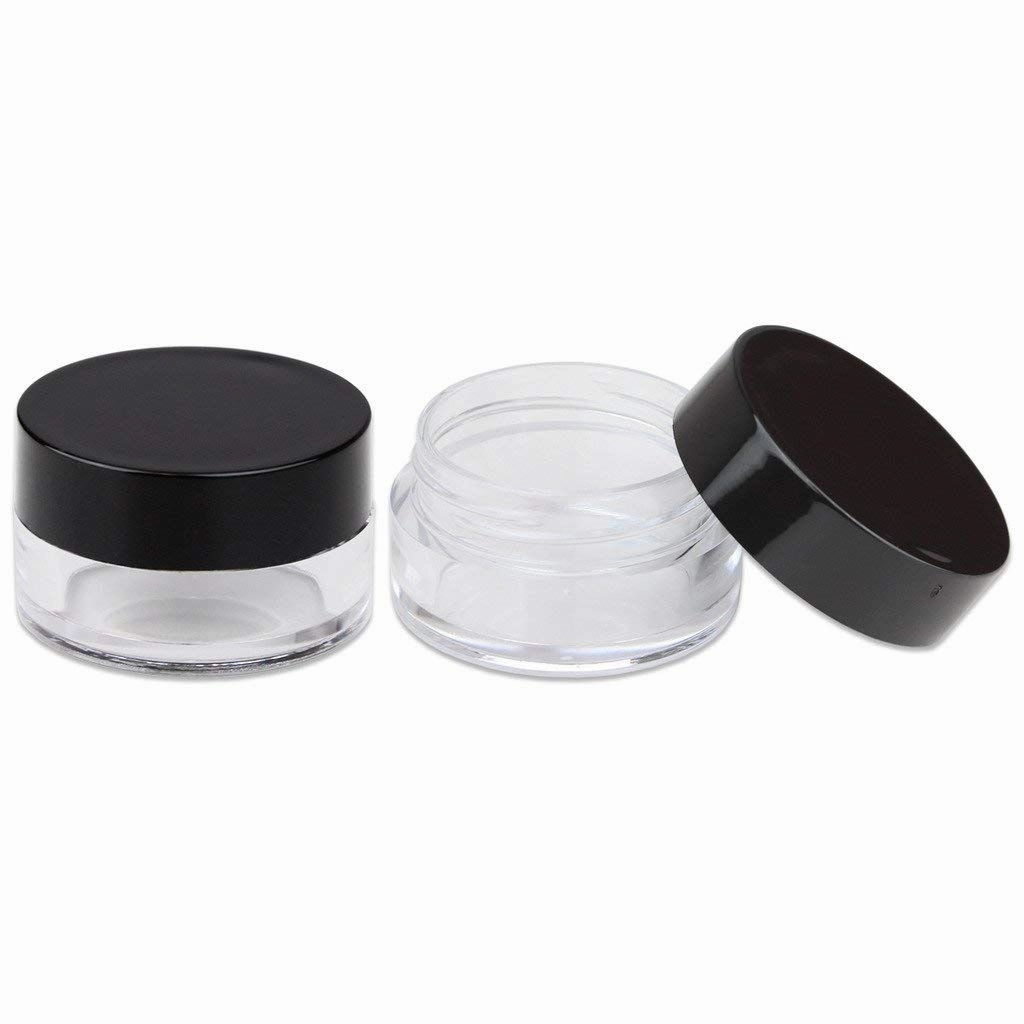 150 Jars - Beauticom High-Graded 5 Grams/5 mL BPA Free Thick Clear Acrylic 100% NO LEAK Plastic Jars empty Container Black Lid for Cosmetic, Lip Balm, Beads, Creams, Lotion, Liquids, Sample, Travel