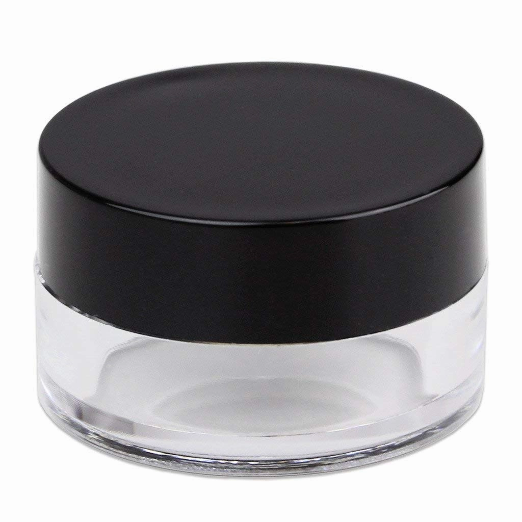 150 Jars - Beauticom High-Graded 5 Grams/5 mL BPA Free Thick Clear Acrylic 100% NO LEAK Plastic Jars empty Container Black Lid for Cosmetic, Lip Balm, Beads, Creams, Lotion, Liquids, Sample, Travel