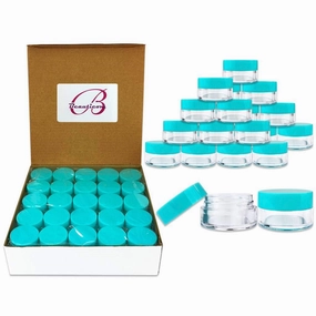 150 Jars - Beauticom High-Graded 5 Grams/5 mL BPA Free Thick Clear Acrylic 100% NO LEAK Plastic Jars empty Container Teal Lid for Cosmetic, Lip Balm, Beads, Creams, Lotion, Liquids, Sample, Travel