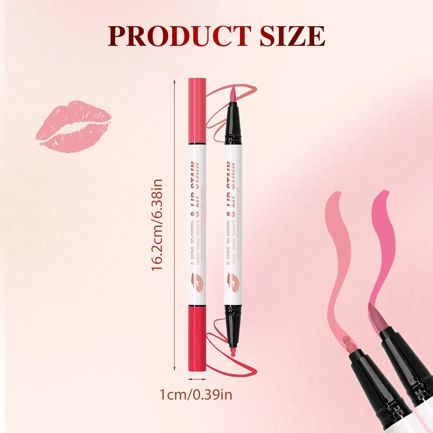 2 Colors Lip Liner Pen, 2025 New 2-in-1 Double-ended Lip Tint Pencil, Waterproof Nude Liquid Lip Liner, Long Lasting Matte Lip Stain Marker Pen for Women Girls Daily Makeup (#05)