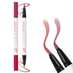 2 Colors Lip Liner Pen, 2025 New 2-in-1 Double-ended Lip Tint Pencil, Waterproof Nude Liquid Lip Liner, Long Lasting Matte Lip Stain Marker Pen for Women Girls Daily Makeup (#05)