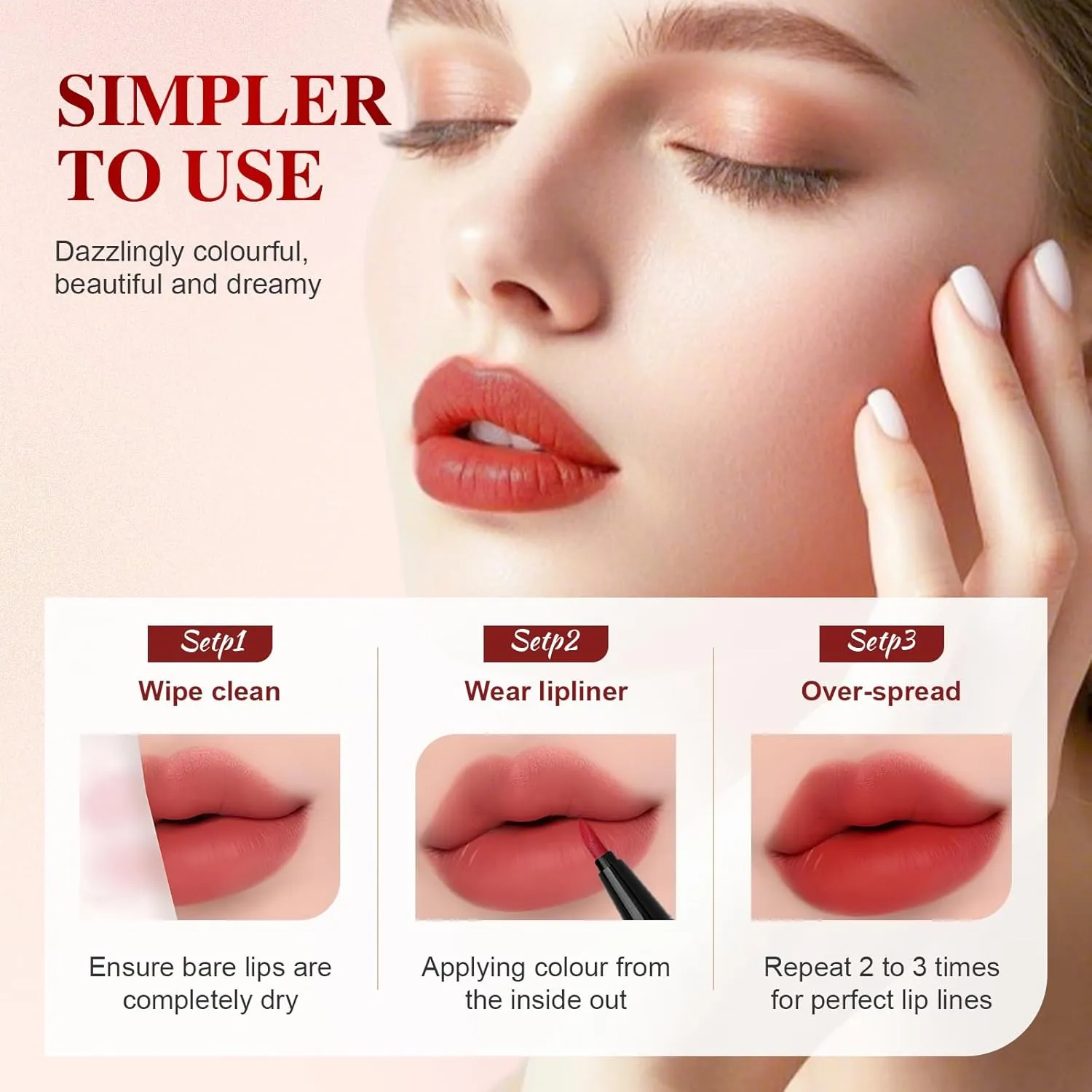 2 Colors Lip Liner Pen, 2025 New 2-in-1 Double-ended Lip Tint Pencil, Waterproof Nude Liquid Lip Liner, Long Lasting Matte Lip Stain Marker Pen for Women Girls Daily Makeup (#05)