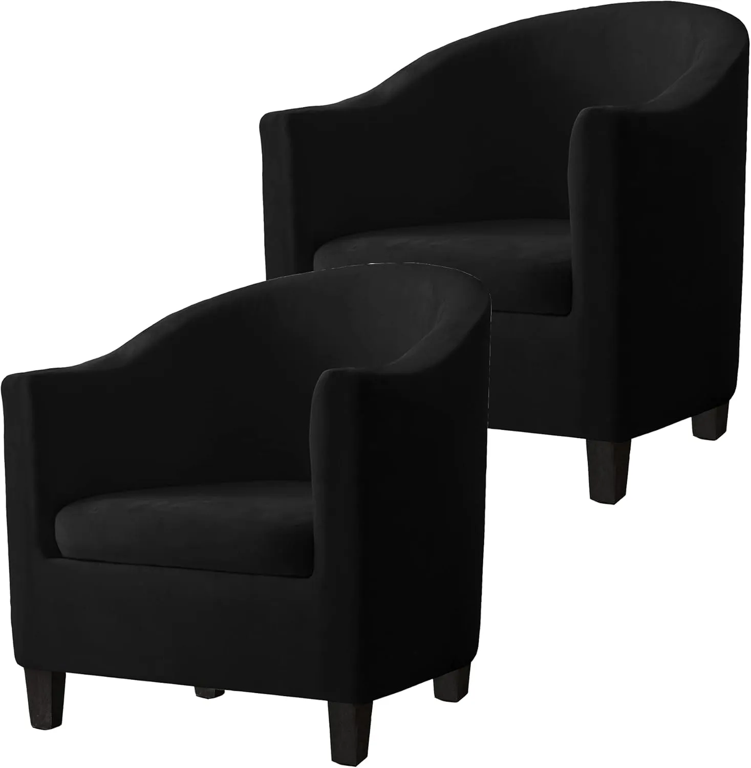 2 Piece Velvet Tub Chair Covers for Armchairs,Spandex Tub Chair Slipcovers,Stretch Tub Chair Slipcover Furniture Protector Cover Sofa Slipcover for Tub Chair (Black, 2)