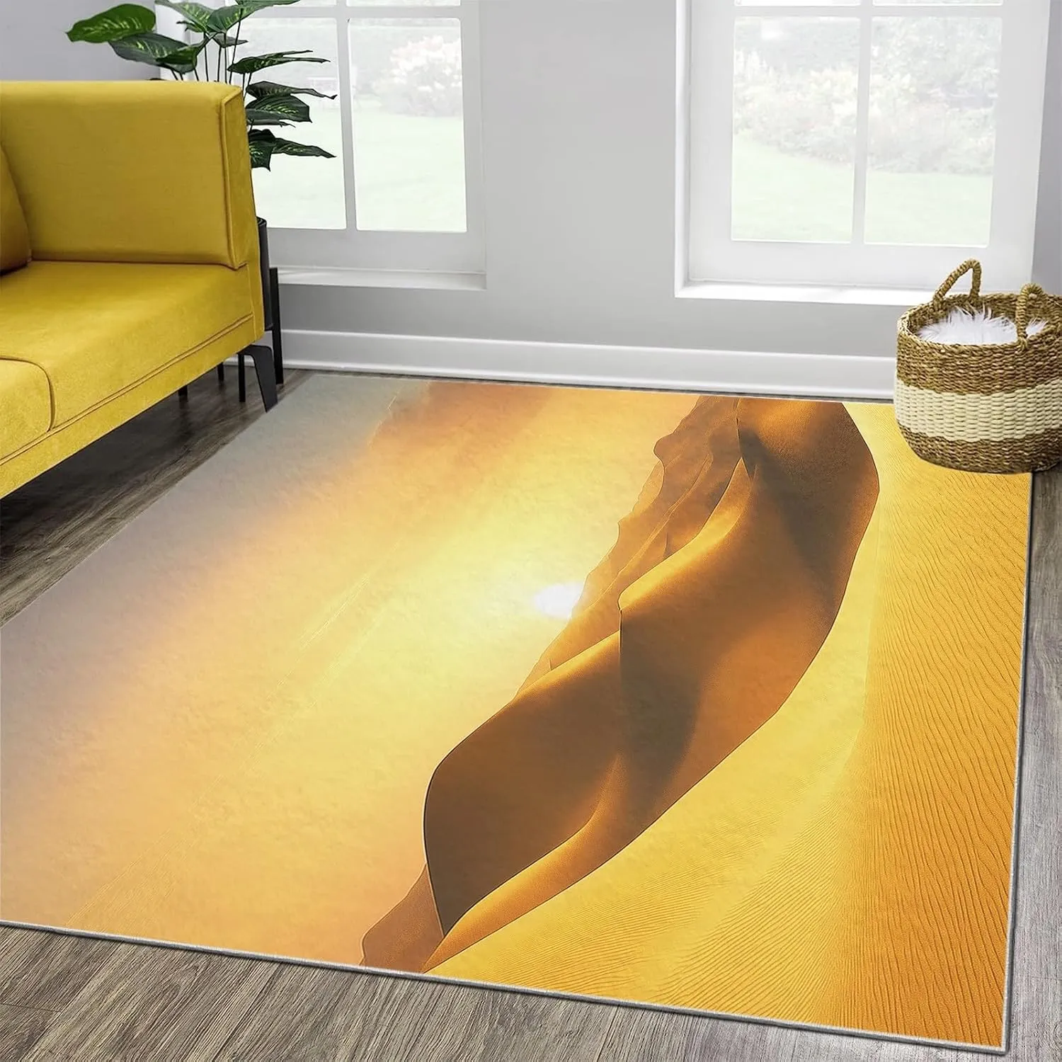 2 x 3ft Area Rugs for Living Room Rug Washable Rug for Bedroom Dining Room Rug Ultra Soft Durable Stain Resistant Carpet Natural Golden Desert Dunes Rug, Home Decor