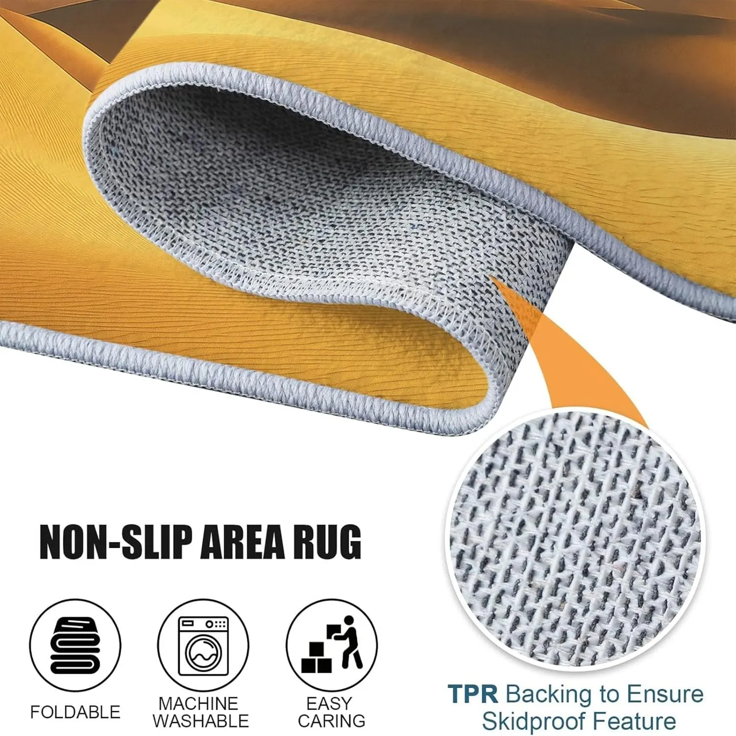 2 x 3ft Area Rugs for Living Room Rug Washable Rug for Bedroom Dining Room Rug Ultra Soft Durable Stain Resistant Carpet Natural Golden Desert Dunes Rug, Home Decor