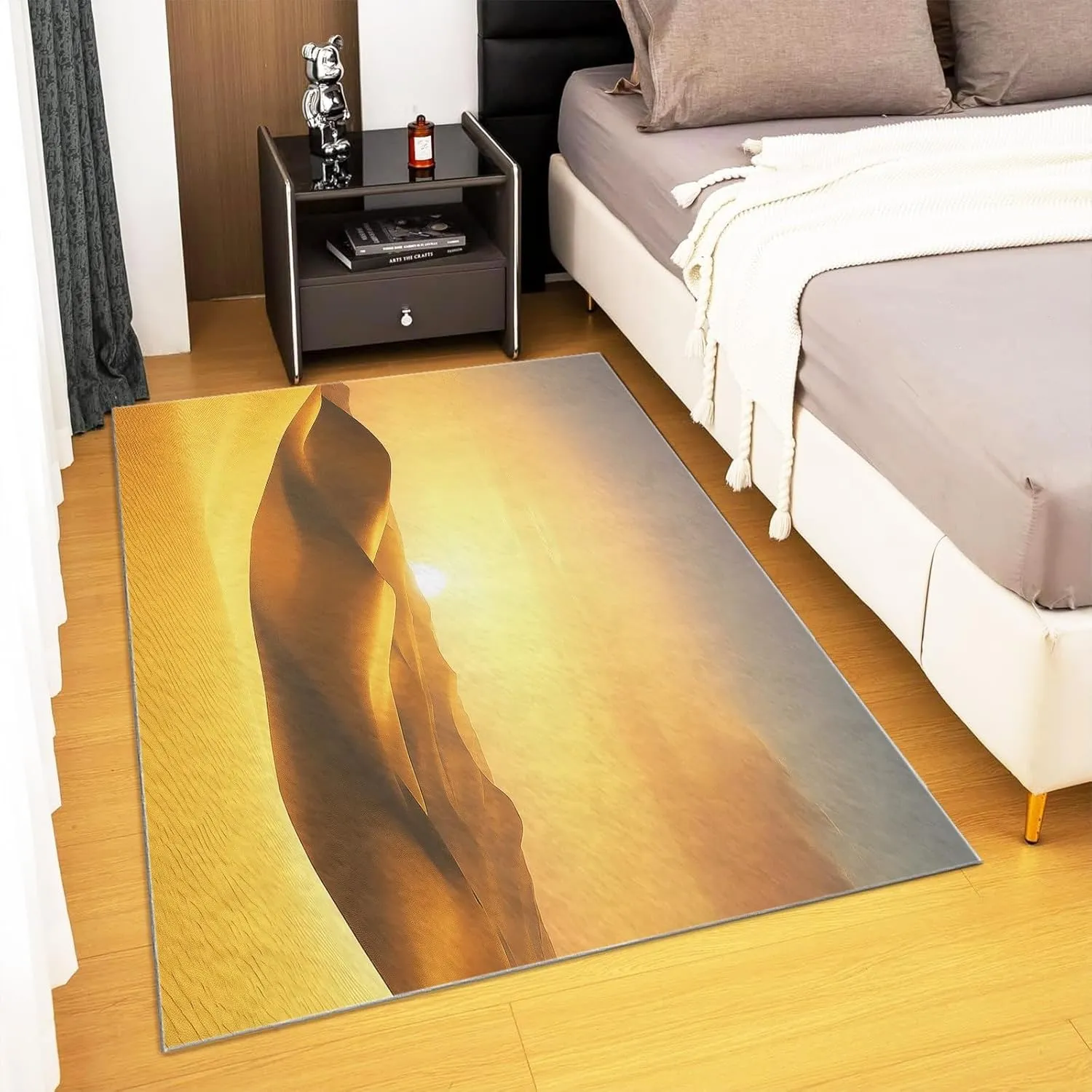 2 x 3ft Area Rugs for Living Room Rug Washable Rug for Bedroom Dining Room Rug Ultra Soft Durable Stain Resistant Carpet Natural Golden Desert Dunes Rug, Home Decor