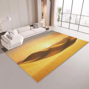 2 x 3ft Area Rugs for Living Room Rug Washable Rug for Bedroom Dining Room Rug Ultra Soft Durable Stain Resistant Carpet Natural Golden Desert Dunes Rug, Home Decor