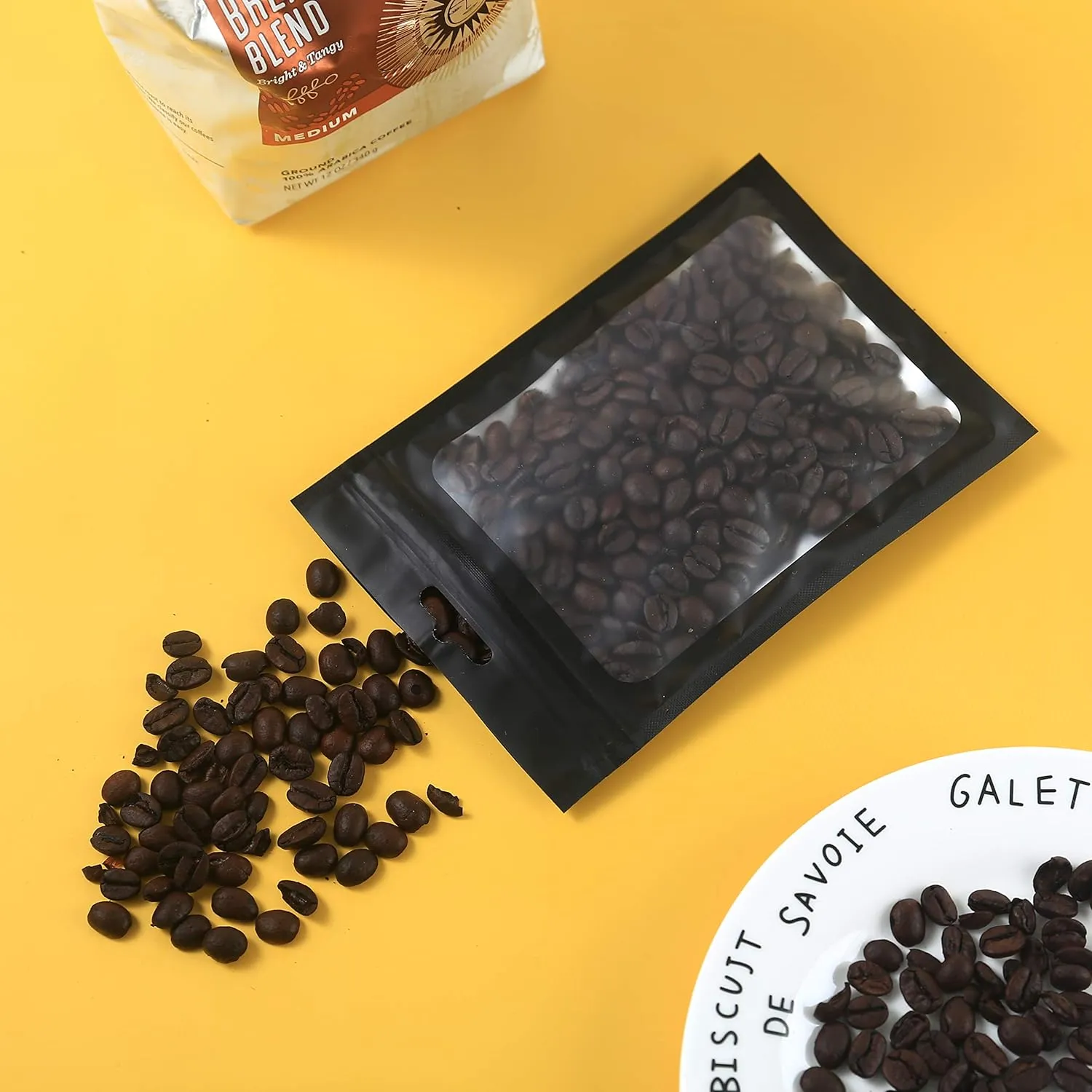 200 PCS 5x8 Mylar Bags with Clear Window, Ziplock Packaging, Smell Proof, Resealable Matte Black Bags for Food Storage, Candy, Cookies, Small Jewelry