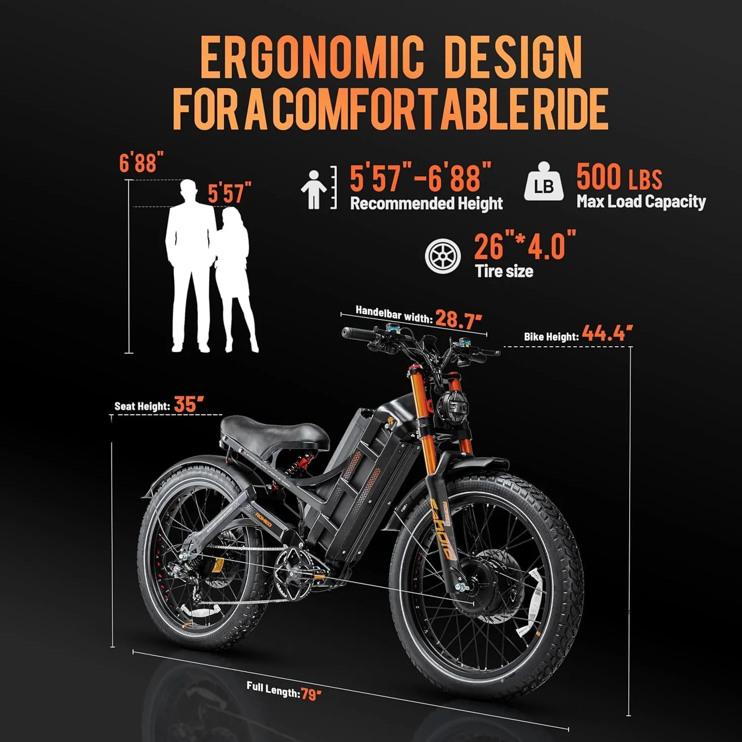 2025 Launch Romeo Pro 3/Pro 2 5000W/4000W 50Mph/46Mph Dual Motor Electric Bike for Adults 60V/52V/48V 80Ah/70Ah/60Ah 200 Miles Long Range Ebike 26 * 4.0" Fat Tire Electric Mountain Bike