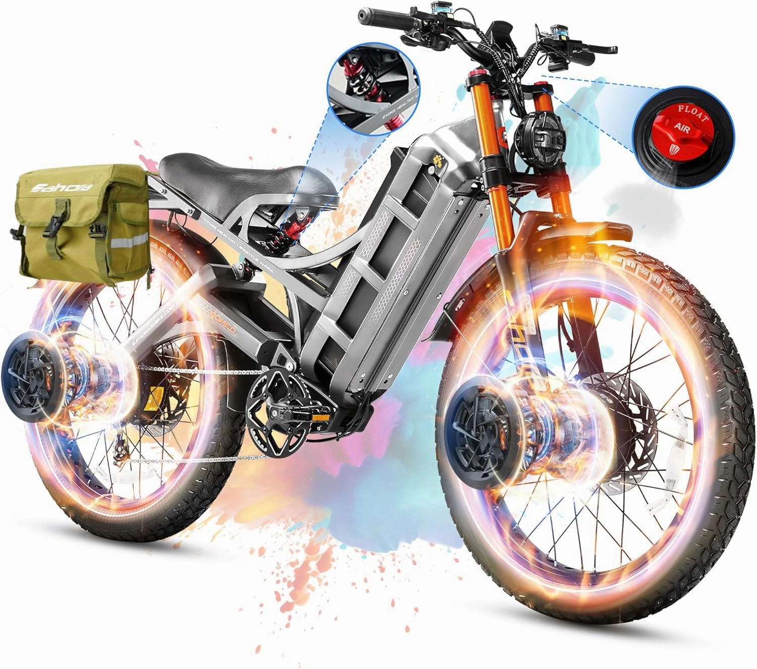 2025 Launch Romeo Pro 3/Pro 2 5000W/4000W 50Mph/46Mph Dual Motor Electric Bike for Adults 60V/52V/48V 80Ah/70Ah/60Ah 200 Miles Long Range Ebike 26 * 4.0" Fat Tire Electric Mountain Bike