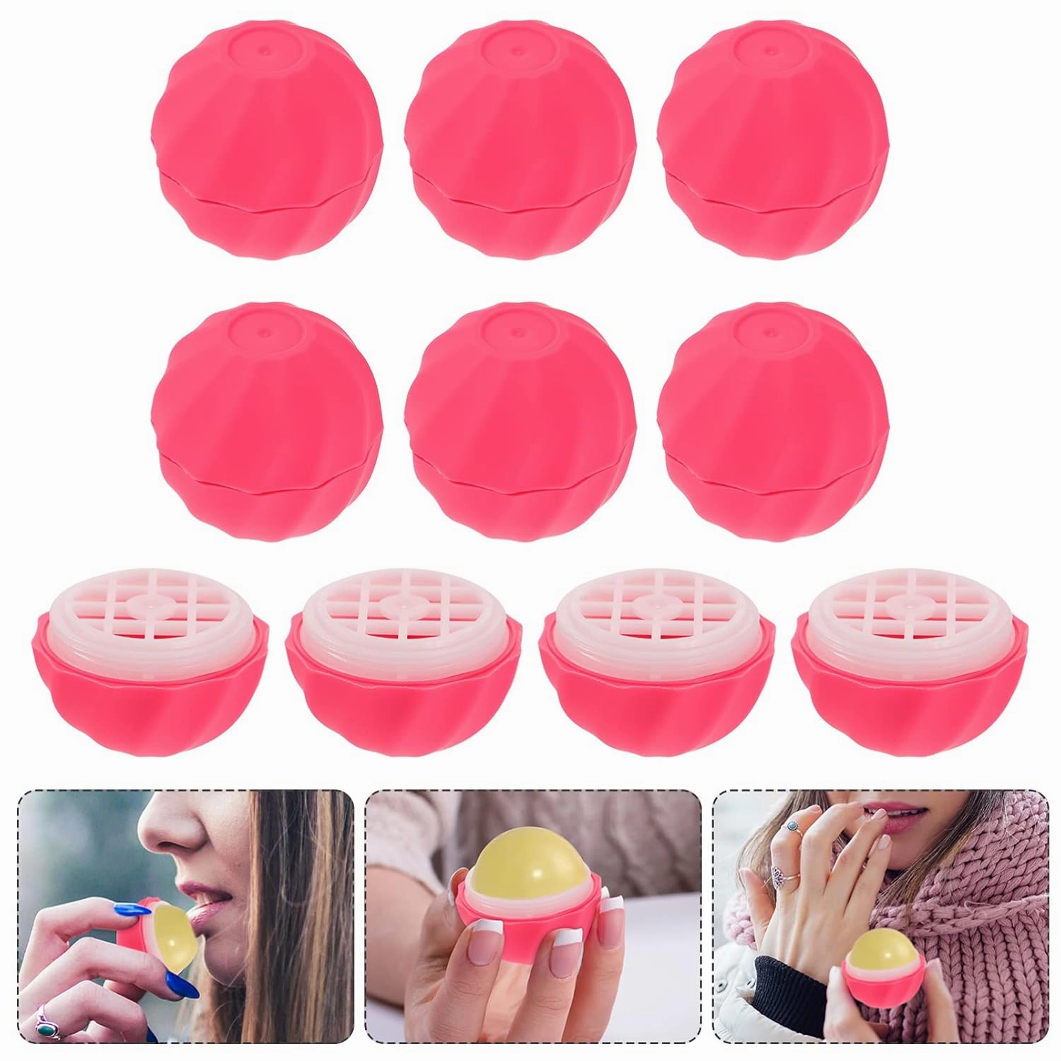20 pcs Gloss Rosy for Lid Tubes Storage Charging Holders Cap Cream Lipstick Dispenser Lipgloss Ball Refillable Empty Cosmetic Screw Sphere Travel Balm Containers