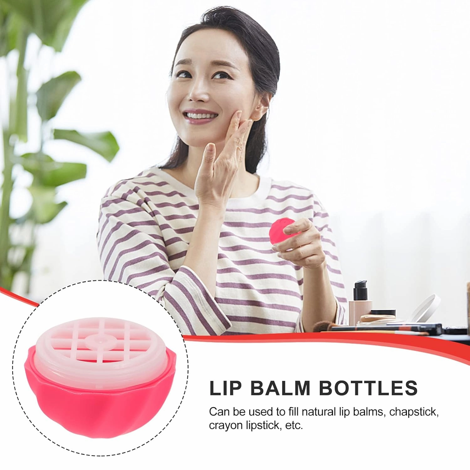 20 pcs Gloss Rosy for Lid Tubes Storage Charging Holders Cap Cream Lipstick Dispenser Lipgloss Ball Refillable Empty Cosmetic Screw Sphere Travel Balm Containers