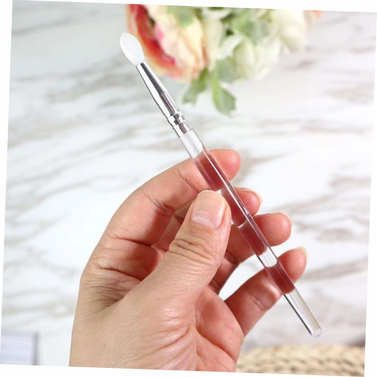 20pcs Silicone Lip Brush Lip Balm Applicator for Makeup Handle Soft Tips for Lipstick and Eyeshadow Application