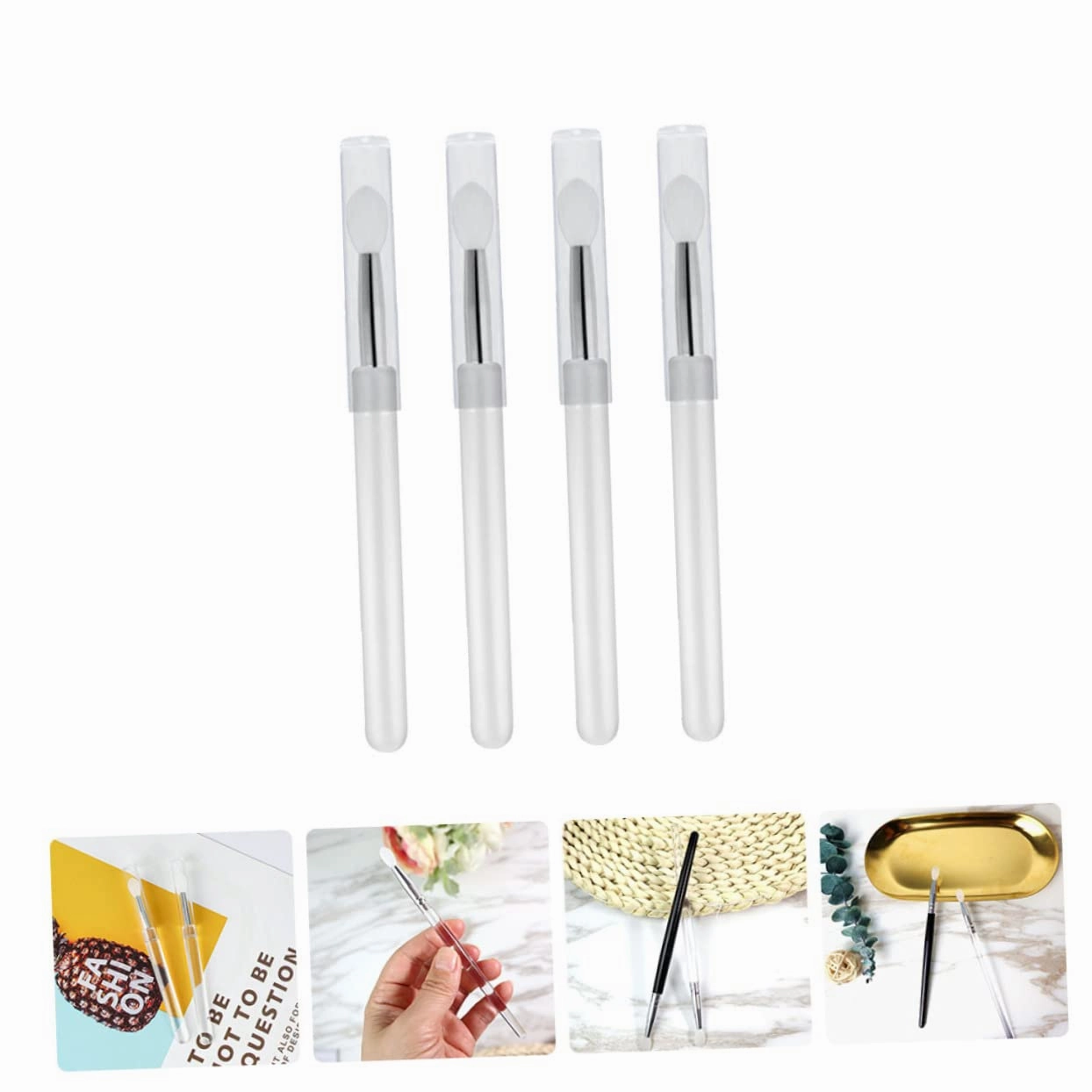 20pcs Silicone Lip Brush Lip Balm Applicator for Makeup Handle Soft Tips for Lipstick and Eyeshadow Application