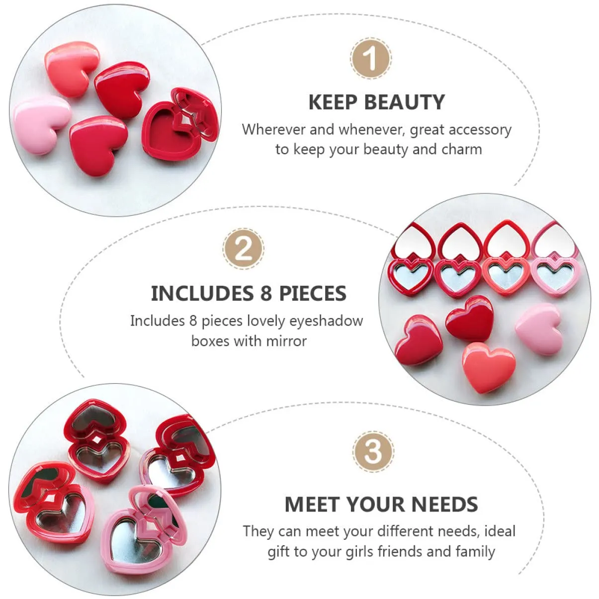 24pcs for Lids Blush Blusher Plastic Face Case Makeup Jars Shaped Shape Lipstick Empty with Eye Mini Cosmetic Balm Lotion Eyeshadow Cream Container Diy Heart Containers