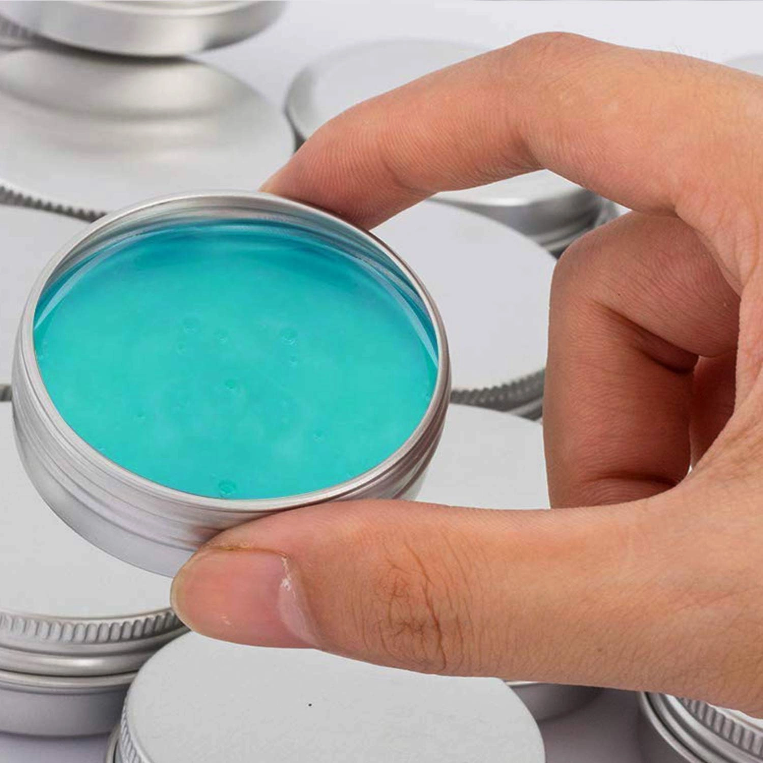 2 Ounce Aluminum Tin Jar Refillable Containers 60 ml Aluminum Screw Lid Round Tin Container Bottle for Cosmetic,Lip Balm, Cream, 24 Pack