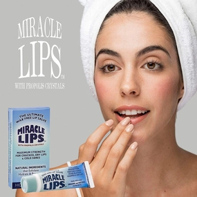 2 Pack: Miracle Lips Salve Corrective Lip Balm with Propolis and Tea Tree Oil. Incl Propolis Crystal mild scrub, 0.66oz