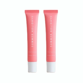 2 PACK Summer Lip Butter Balm Summer Days Summer Holidays Conditioning Lip And Lip Balm Tinted Soothing Lip Care (Pink Sugar, 0.5oz)