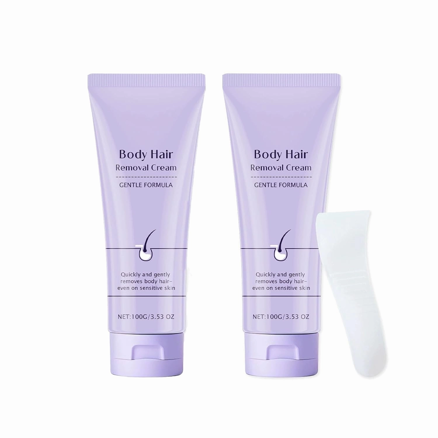 2Pack Facial Hair Removal Cream, Body Hair Removal Cream with Spatula Applicator, Hair Remover For Women Men, Gentle Formula, Safe for Sensitive Skin, Quickly and Gently Removes Hair