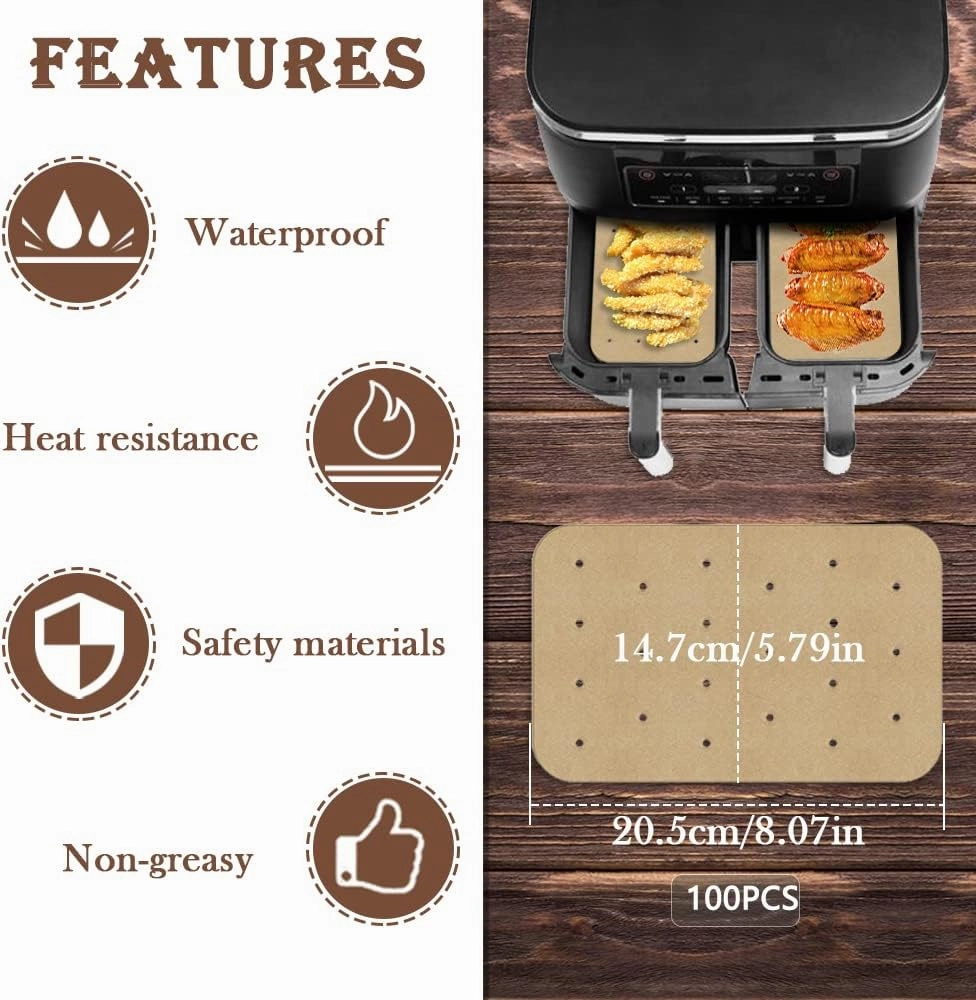 2pcs Air Fryer Rack Set with 100pcs Parchment Paper Compatible with Ninja Foodi Air Fryer DZ201, DZ401, 304 Stainless Steel Toast Dehydrator Racks Paper Liners for Double Basket
