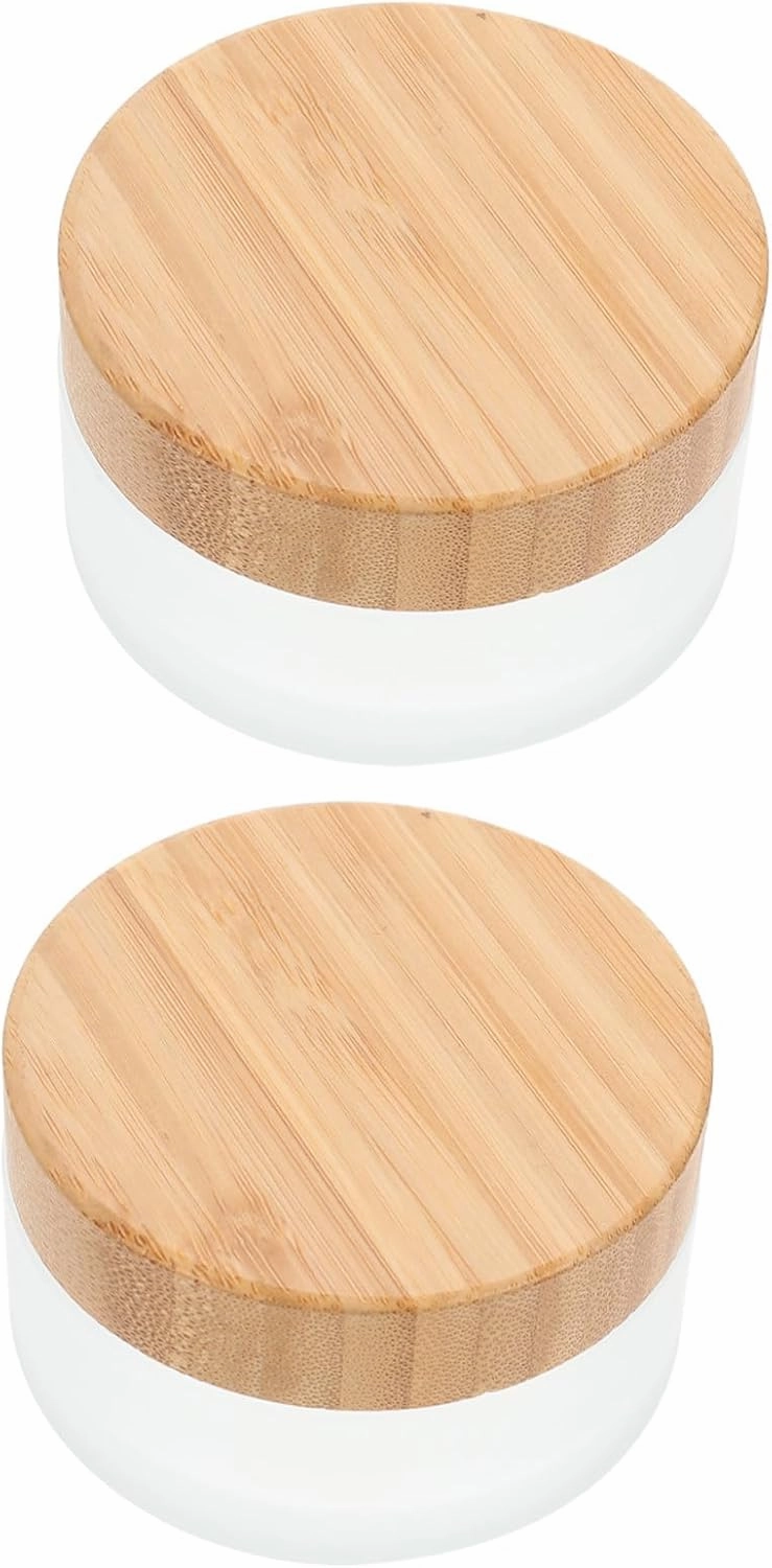 2Pcs Small Glass Cosmetic Jars with Lid Travel Friendly Lip Balm and Cream for Beauty for Home Go Use