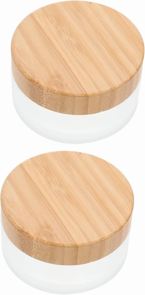 2Pcs Small Glass Cosmetic Jars with Lid Travel Friendly Lip Balm and Cream for Beauty for Home Go Use