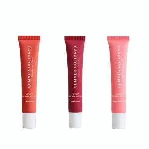 3 PACK Summer Holidays Lip Butter Balm Summer Lip Balm Summer Day & Friday Lip Gloss (Pink Sugar Cherry Poppy, 0.5oz)