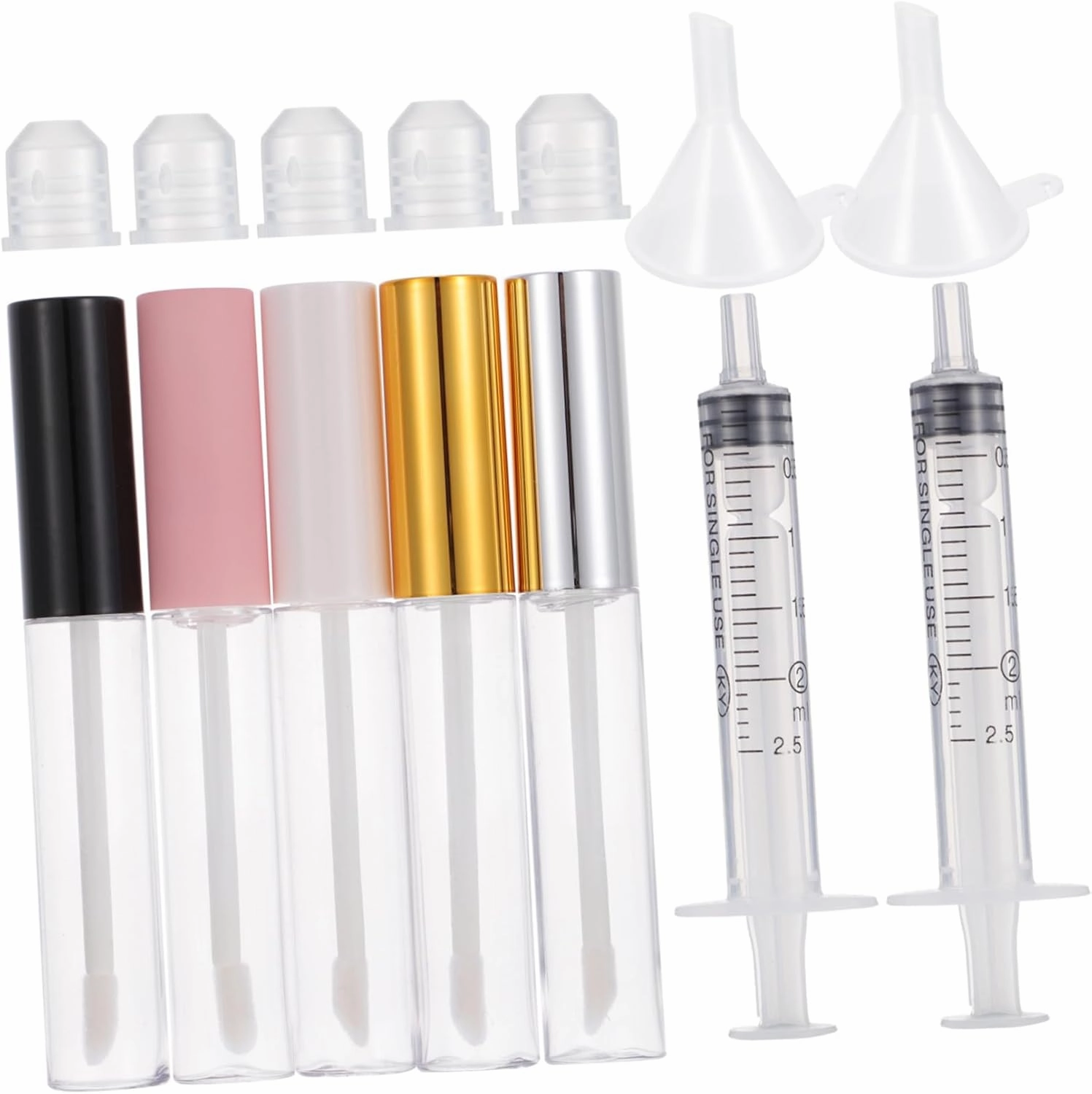 30pcs Clear Mascara Tubes with Plug Refillable Lip Gloss Containers for Makeup Eyelash and Gloss Durable Transparent Bottles