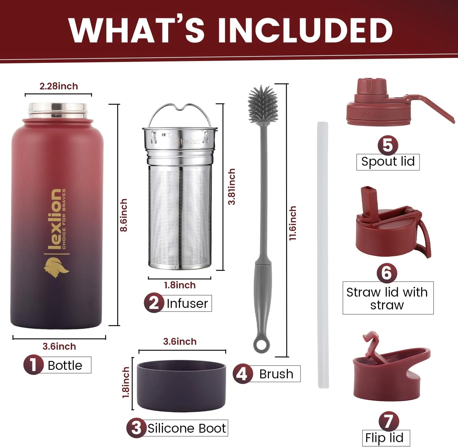32 Oz Triple Walled Insulated Stainless Steel Fruit Infuser Water Bottle, 100% Leakproof, 3 Lids, Infuser, Silicone Sleeve, Metal Mug Gallon