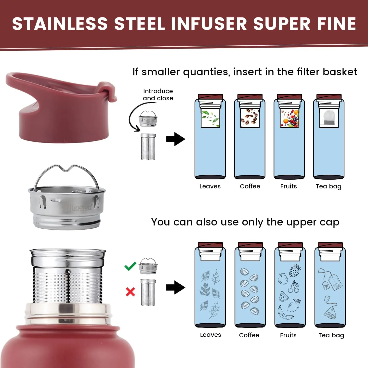 32 Oz Triple Walled Insulated Stainless Steel Fruit Infuser Water Bottle, 100% Leakproof, 3 Lids, Infuser, Silicone Sleeve, Metal Mug Gallon